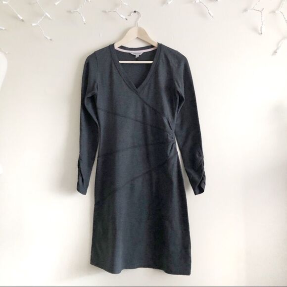 Athleta Heather Gray v-neck midi dress XS - Picture 1 of 6